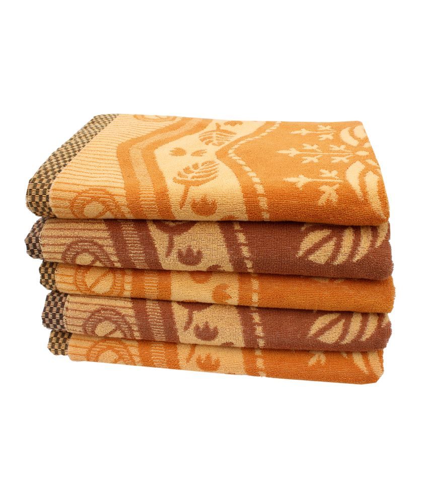 Mandhania Set Of 5 Cotton Bath Towel Multi Color Buy Mandhania Set