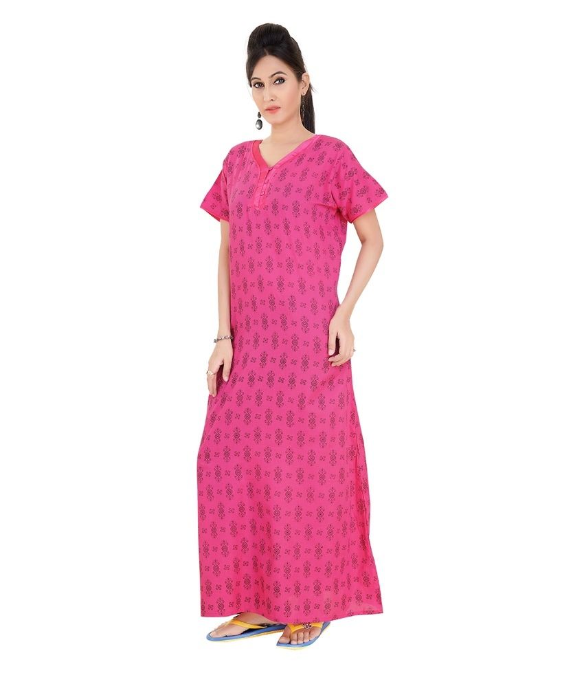 Buy Mint Pink Cotton Nighty Online At Best Prices In India Snapdeal