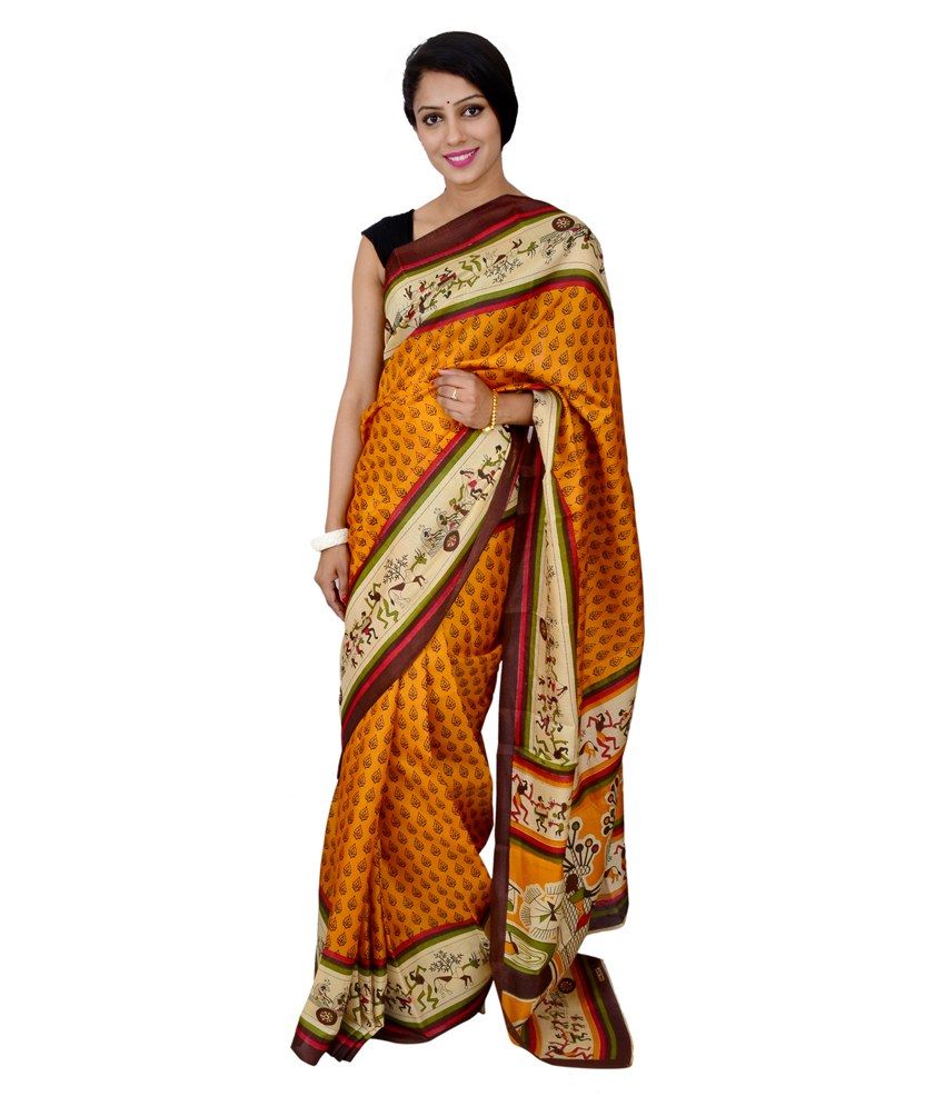 Panno Yellow Bhagalpuri Silk Saree Buy Panno Yellow Bhagalpuri Silk