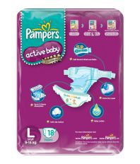 Pampers Active Baby 5 star skin comfort- Size L (Large) (9-...