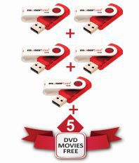 MoserBaer Swivel 16 GB Pendrive Pack-5 Red and White