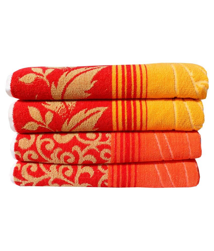 Mandhania Set of 4 Cotton Bath Towel Multi Color Buy Mandhania Set