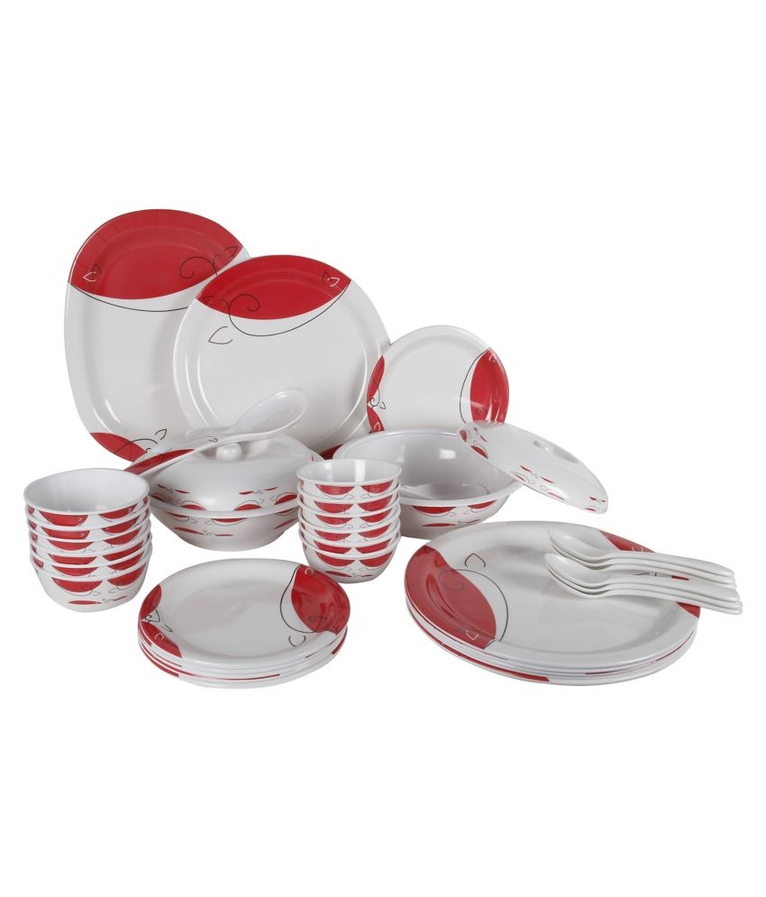 PCPL White Melamine Dinnerware Set Of 40 Buy Online at Best Price in