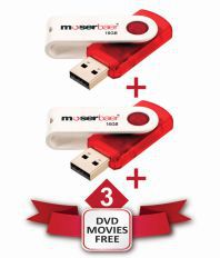 MoserBaer Swivel 16 GB Pendrive Pack-2 Red and White