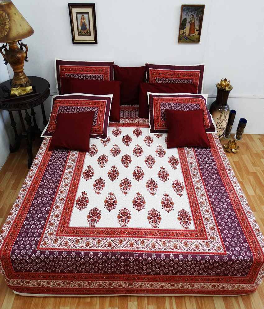 Heritagefabs Anokhi Cotton Double Bed Sheet with 2 Pillow Covers Buy