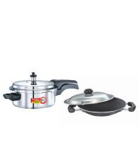 Combo of Prestige Deluxe-Alpha Base 5.5 Ltr Pressure Cooker & Omega Select Plus Appachatty