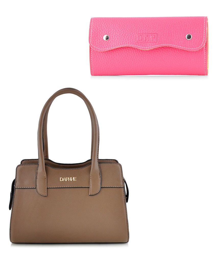 Daphne Women Brown Handbag and Pink Wallet Combo - Buy Daphne Women Brown Handbag and Pink ...