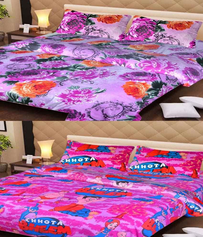 100 cotton 2 double bedsheet with 4 pillowcover Buy 100 cotton 2