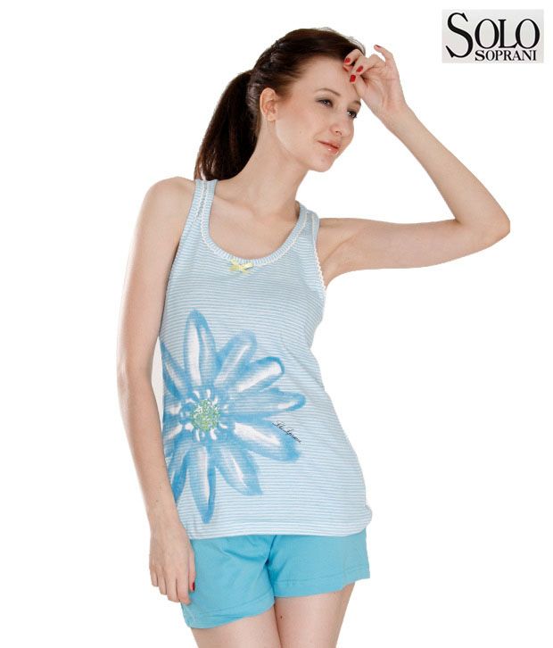Solo Cool Light Blue Night Suit Set