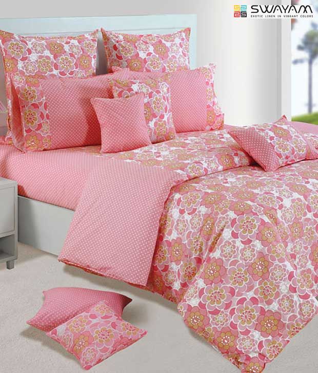 Swayam Beautiful Peach Floral Print Bed Sheet Set Buy Swayam