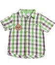 Nauti Nati Cool Green-Grey Checkered Shirt For Kids