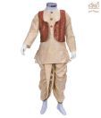 Kilkari Beige-Rust Dhoti Kurta With Jacket For Kids