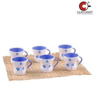 Clay Craft White & Blue Floral Mug Set