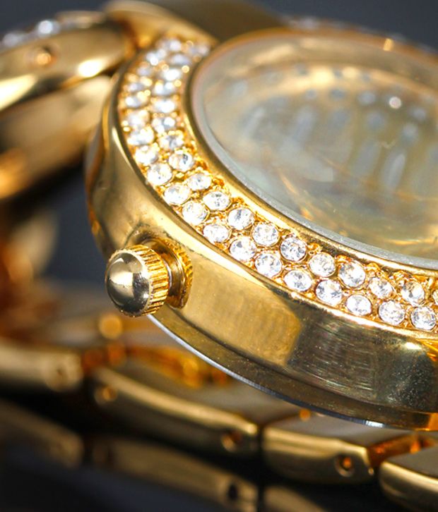 Optima Stylish Gold Studded Bracelet Watch