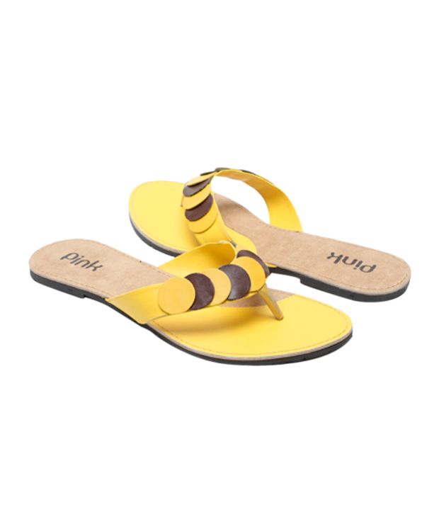 Pink Lively Yellow & Brown Slippers