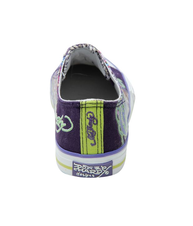 Ed Hardy Purple Tiger Tattoo Canvas Shoes