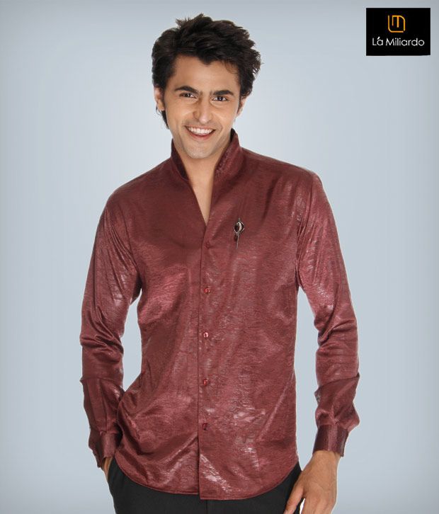 La Miliardo Brown Cotton Blend Shirt