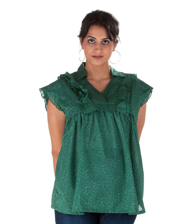 Morph Maternity Bottle Green Printed Top