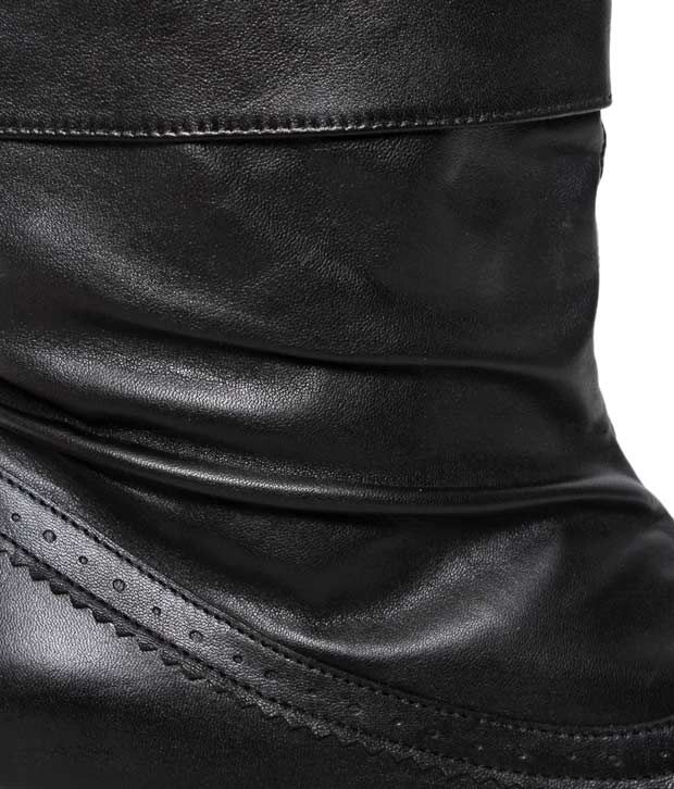 Massimo Italiano Shiny Black Mid Calf Boots