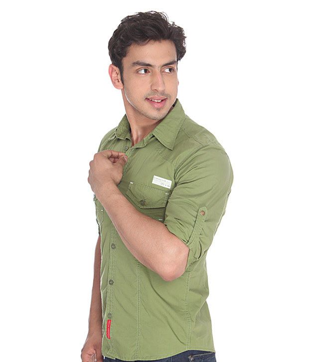Crosscreek Green Cotton  Shirt