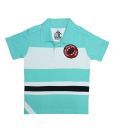 LanosUC Sea Green Striped Polo T-Shirt For Kids