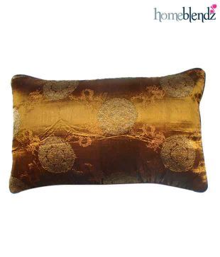 Homeblendz Set Of Two Art Silk Copper Cushion Covers