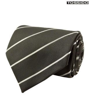 Tossido Black & Silver Diagonal Striped Necktie