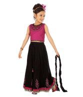 Twisha Dark Pink & Black Ghagra Choli With Dupatta For Kids