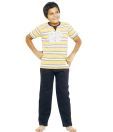 SDL By Sweetdreams Yellow & Navy Blue Striped Night Suit For Kids