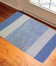 Dekor World Blue Striped Cotton Rug