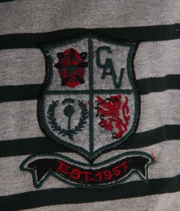 Club Avis USA Grey & Black Striped Hooded Sweatshirt