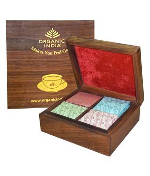 Organic India Wooden Box - Small - 4 x 15 Tea Bags