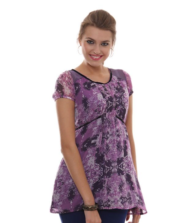 Sepia Peppy Purple Printed Top