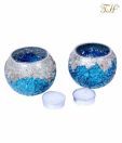 Treasure Hunt  Turquoise & Silver Mosaic Candle Holder(Set Of 2)