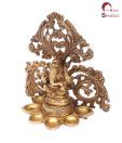 Home Sparkle Golden Brass Lord Ganesha with Diya