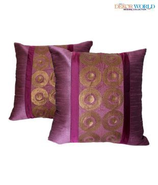 Dekor World Set of Two Shimmery Sequined Purple Cushion Covers