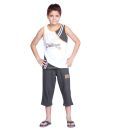 Happy Hours Challenger White T-Shirt & Dark Grey Capri For Kids