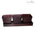 Home Orchard Dark Brown Planter Set With Tray
