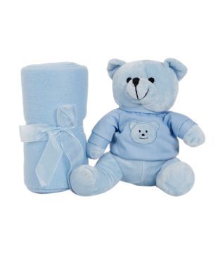 Keona Kidz Cute Blue Baby Blanket & Teddy Set