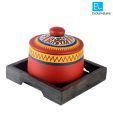 ExclusiveLane Terracotta Jar With Sheesham Tray Red