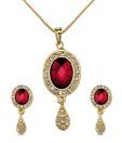 Oleva Lavish Red Stone & AD Studded Pendant Set