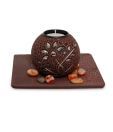 Tattvah Stone Studded Wooden T-Lite Holder- Brown