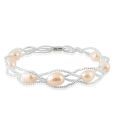 Jpearls Braided Design Pearl & CZ Bracelet