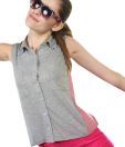 Done By None Grey Mellange Striped Back Top