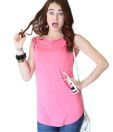 Done By None Pink Cotton Spandex Cowl Neck Top