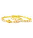 Jpearls Oval Pink Pearls Bangles  - Set Of 2