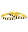 Jpearls Black Bead & White Pearls Bangles  - Set Of 2