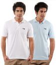 T-Go White-Blue Pack of Polo T-Shirts