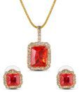 Oleva CZ Studded Orange Pendant Set