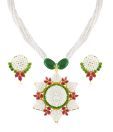 Jpearls Button Pearls Floral Necklace Set